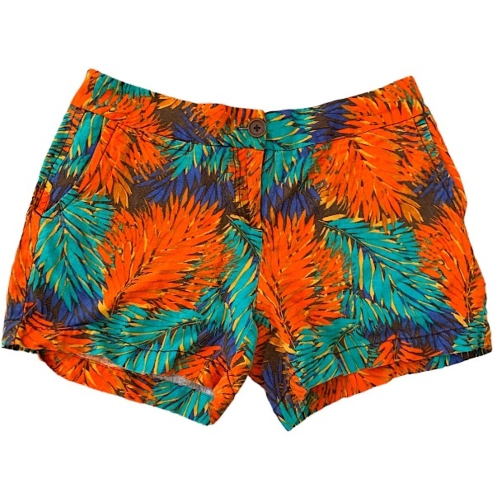 Madison Tropical Print Linen Shorts Size 4
